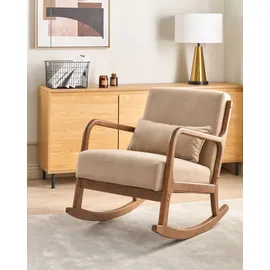 Beliani Schaukelsessel SKOVDE Stoff 66 x 82 x 79 cm Beige mit Kissen