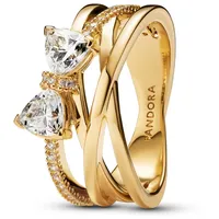 Pandora Damenring Funkelnde Schleife Goldfarben, 56/17,8