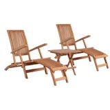 Mr. Deko Teak Deckchair Yacht Set 3-tlg. Beige
