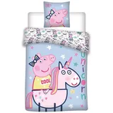 BrandMac Peppa Wutz Bettwäsche 135x200 80x80 Baumwolle Kinder-Bettwäsche-Set Einhorn Peppa Pig