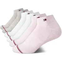 Tommy Hilfiger Damen-Socken, 6er-Pack, Flagge, Sportkissen, kurze Crew-Socken, Pinkes Logo, 36.5-43 EU - 36.5-43 EU