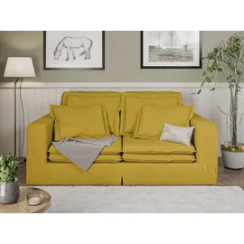 Home Affaire 3-Sitzer HOME AFFAIRE "ALISSAS BIS mit vielen Kissen, Biesen an den Kissen", gold, B:196cm H:95cm T:108cm, 92% Polyester, 8% Nylon, Sofas, Hussen-Optik, kleine Taschen an der Seite zum Verstauen