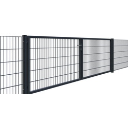 Doppelstabmatten Tor 6/5/6 - feuerverzinkt - 300 x 180 cm - zweiflügelig - Garten Eingangstor 3m Breit - Einfahrtstor für Doppelstabmattenzäune