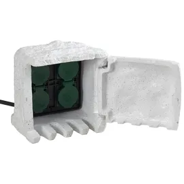 UBBINK Stone Decor Steckerstein 4-fach-Außensteckdose max. 3680 W Grau-Weiß