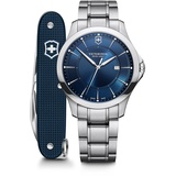 Victorinox Alliance Herrenuhr und Schweizer Taschenmesser im Set blau/silber