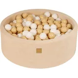 MeowBaby Schaumstoff-Bällebad 90 x 30cm mit 200 Bällen - (Ecru: Weiß/Beige)