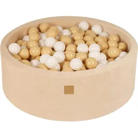 MeowBaby Schaumstoff-Bällebad 90 x 30cm mit 200 Bällen - (Ecru: Weiß/Beige)