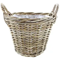 Frank-Flechtwaren Rattankorb, Pflanzkorb Rattan, groß mit Griffe ca. Ø