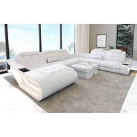 Sofa Dreams Wohnlandschaft Leder Sofa Elegante XXL Form Ledersofa Couch, wahlweise mit Bettfunktion weiß