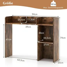 Costway Schreibtischregal 94 x 25 x 74 cm Braun