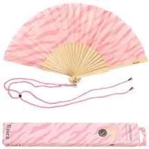 Fisura - Origineller Handfächer mit Eiscreme-Aufdruck. Moderner Fächer aus Holz. Fächer für Kinder. Rosa Fächer. Maße: 42,5 x 23 cm. Materialien: Holz und Textil.
