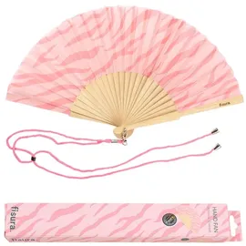 Fisura - Origineller Handfächer mit Eiscreme-Aufdruck. Moderner Fächer aus Holz. Fächer für Kinder. Rosa Fächer. Maße: 42,5 x 23 cm. Materialien: Holz und Textil.