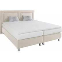 Westfalia Schlafkomfort Boxspringbett, inkl. Kaltschaum-Topper und Zierkissen Strukturstoff, Liegefläche B/L: 180 cm x 200 cm, H3, 7-Zonen-Kaltschaummatratze, beige Boxspringbett, Made in Germany - Möbel