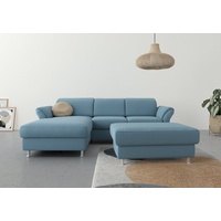 sit&more Ecksofa »Apulia L-Form«, wahlweise Bettfunktion, Bettkasten und Kopf- und Armteilverstellung blau