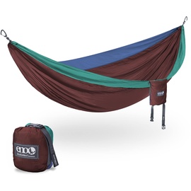 ENO ENO, Eagles Nest Outfitters DoubleNest leichte Camping-Hängematte für 1 bis 2 Personen, Seaglass/Merlot/Denim