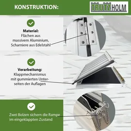 Trutzholm Rollstuhlrampe klappbar 213 cm Traglast 272 kg Alu grau schwarz beschichtet