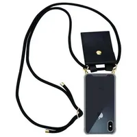 Cadorabo Hülle für Apple iPhone XS MAX Schutzhülle in Schwarz Handy Kette Silikon Kordel abnehmbares Etui