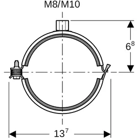 Geberit Rohrschelle d90 gedämmt mit Gewindemuffe M8 M10