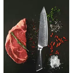 Muxel Kochmesser und Küchenmesser Damast Edelstahl Chefmesser mit 20 cm Klinge extra scharf Profimesser