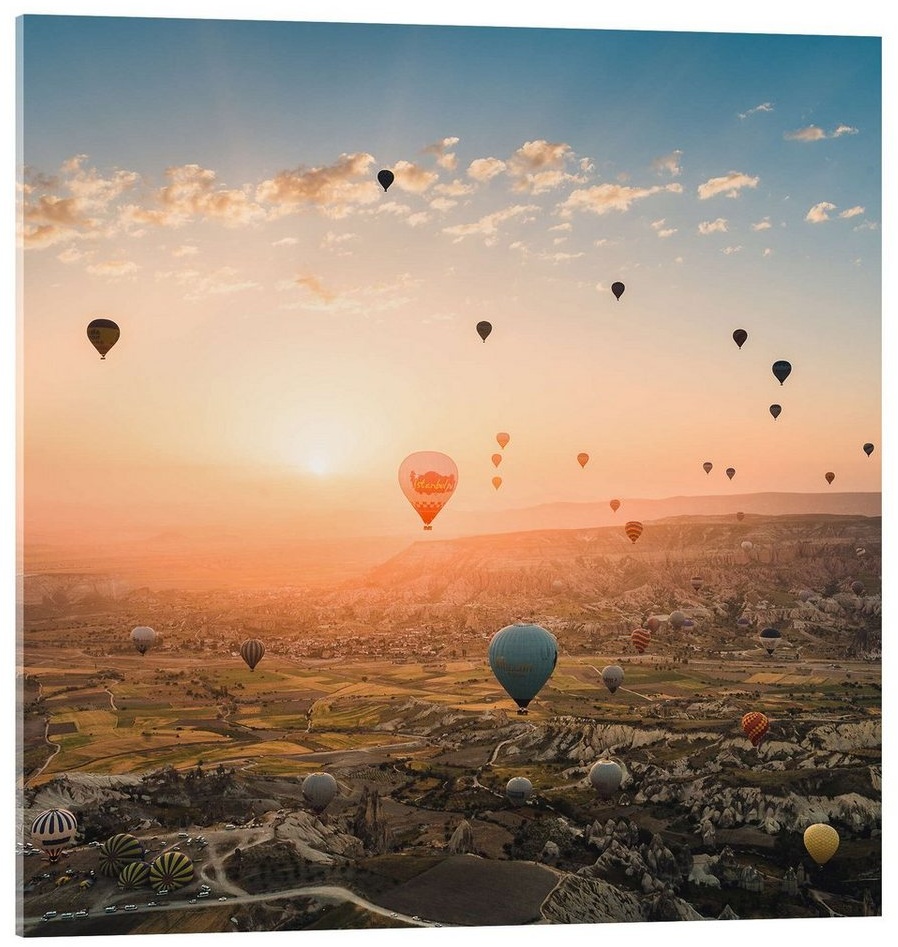Posterlounge Acrylglasbild Marcel Gross, Ballonflug im Sonnenaufgang über Kappadokien, Schlafzimmer Fotografie 50 cm x 50 cm