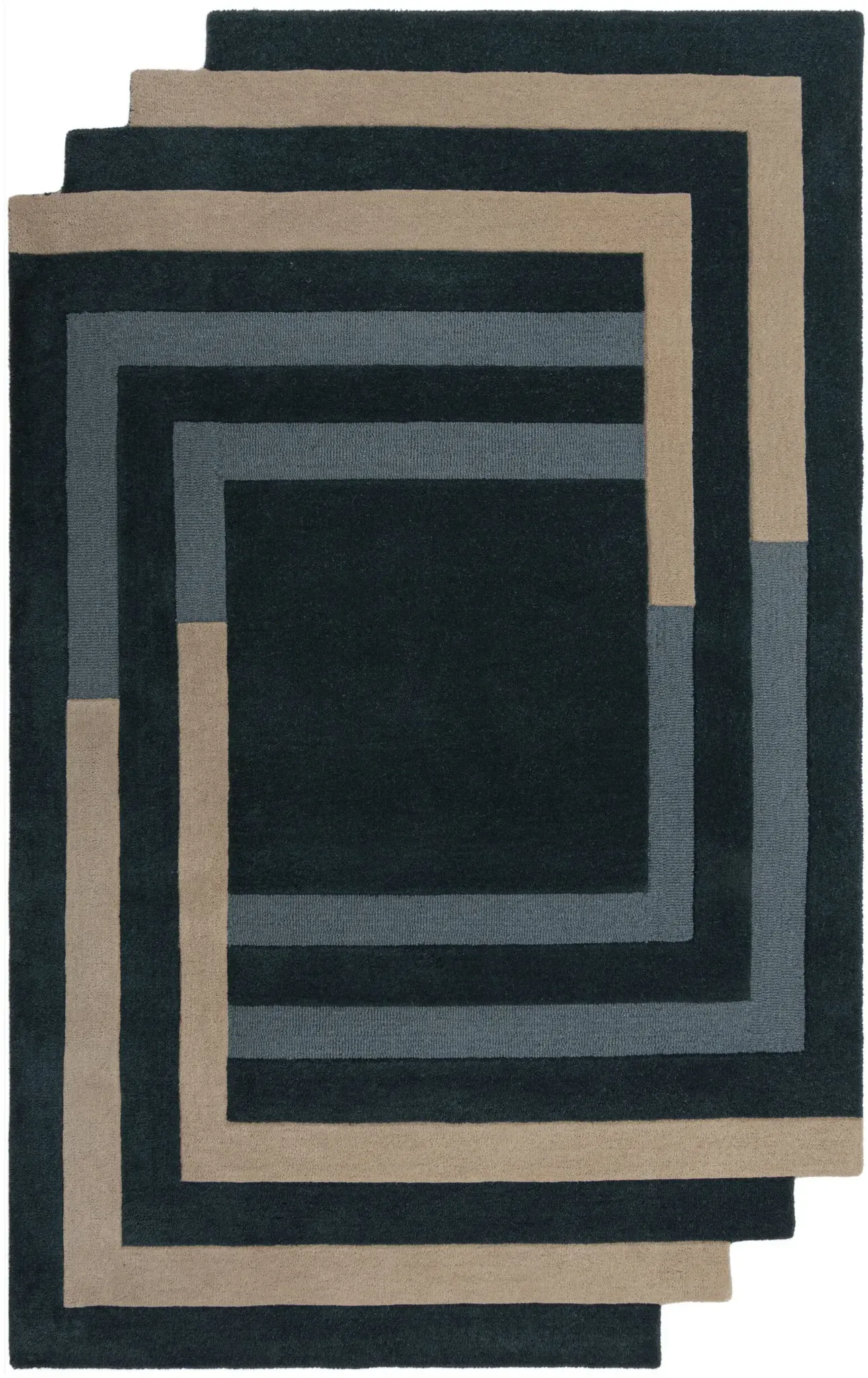 Wollteppich FLAIR RUGS "Labyrinth Shaped", grün, B:120cm H:10mm L:180cm, Wolle, Teppiche, Schall- und Wärmedämmung