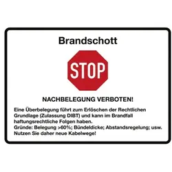 Folienaufkleber, Aufschrift"Brandschott"-"STOP-Nachbelegung verboten"