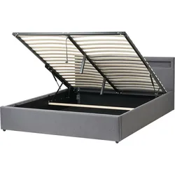 Bett mit Stauraum und LED-Beleuchtung Stoff ARMELLE 160 x 200 cm Dunkelgrau