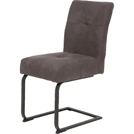 Hela Tische, 2er Set Schwingstuhl Luise, Bezug Microfaser Vintage-Optik Anthrazit, Komfotsitz Federkorb, Metallgestell Anthrazit