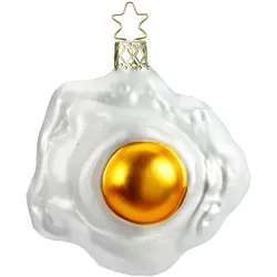 Christbaumschmuck Spiegelei Glas 8 cm weiß/gold