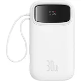 Baseus QPow 2 20000mAh 30W Powerbank mit 2 integrierten USB-C-Kabeln Weiß