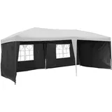 Linder Exclusiv GmbH Pavillonseitenteil 2x Seitenteil Seitenwand für Pavillon Paltpavillon Seitenteile, 300x200 cm, 1 Seitenteil mit Fenster, 1 Seitenteil geschlossen, Gartenzelt Seitenwände wasserabweisend grau