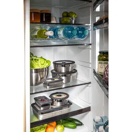 Rösle Vakuumdeckel FLEXX 2GO 1,4 L rund mit Clips, Sicherheitsglas mit Silikonrand und Vakuumventil, aromadicht, transparent/schwarz
