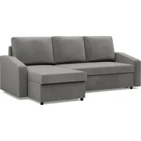 Ausziehbares Ecksofa NEO, Wohnzimmer Sofa mit Schlaffunktion, Grau - Grau