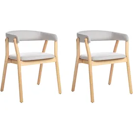 Beliani Esszimmerstuhl 2er Set MYLO Holz Hellgrau