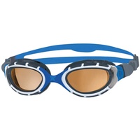 Zoggs Predator Flex Schwimmbrille für Erwachsene, UV-Schutz, Schwimmbrille, schnell verstellbare Komfortbrille, beschlagfreie Schwimmbrillen, Brillen, blau/grau/polarisiertes Kupfer, normale Passform
