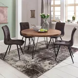 FineBuy Esszimmertisch Rund Ø 120 cm Sheesham braun