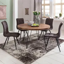 FineBuy Esszimmertisch Rund Ø 120 cm Sheesham braun