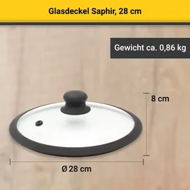 Krüger Glasdeckel mit Silikonrand 28 cm, schwarz, Glas, 28 x 28 x 2 cm