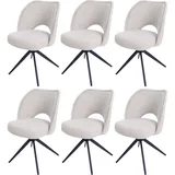 MCW 6er-Set Esszimmerstuhl MCW-N72, Polster-Küchenstuhl, drehbar Auto-Return, Stoff/Textil (420g/m2) Öko-Tex ~ creme