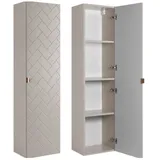 Rodan – Badmöbel – Beige Matt – B/H/T ca. 35/136/27 cm – Badezimmermöbel, Badezimmerschränk, Badschrank, Hochschrank | 1 Softclose Tür - Beige