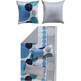 Erwin Müller Wendebettwäsche Mako-Satin blau-grau Größe 1x 135x200 cm + 1x 80x80 cm