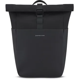 Kapten & Son Rucksack Lund Basic All Black oder Sandstone | Unisex | Funktionaler 14-16L Rolltop Backpack mit Reißverschluss | Für Uni, Schule, Büro | Vegan & Wasserabweisend | 14" Laptopfach - Alltagstauglich