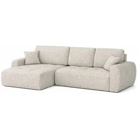 kaiser möbel Ecksofa mit Schlaffunktion und Bettkasten Ivo L aus Chenille-Stoff Artico, Ecksofa mit Schlaffunktion, integrierter Stauraum,mit Schlaffunktion,pflegeleichter Chenille-Stoff beige