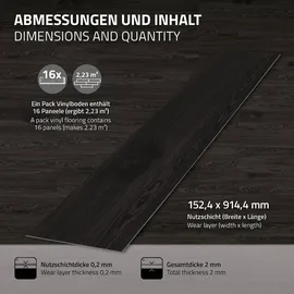 ML-Design PVC Bodenbelag Selbstklebende 2mm 80 Dielen Eiche Dunkelgrau