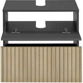 Home Affaire Waschbeckenunterschrank HOME AFFAIRE "Wisla", schwarz (anthrazit, eiche struktur), B:60cm H:55cm T:35cm, Spanplatte, Schränke, Waschbeckenunterschrank, Siphonausschnitt, Push-to-open-Funktion, Breite 60cm, Höhe 55 cm