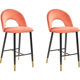 Beliani Barstuhl 2er Set  mit Metallbeinen  rot / schwarz