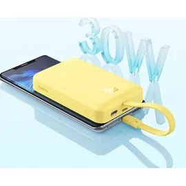 Baseus Magnetic Mini MagSafe 10000 mAh 30 W Powerbank mit integriertem USB-C-Kabel, für USB-C, Gelb