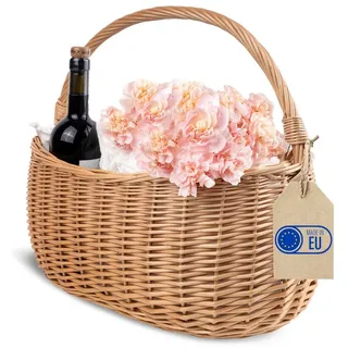 Creative Home Weidenkorb Einkaufskorb Weidenkorb mit Henkel 45 x 26 x 41 cm (2 cm)