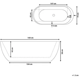 Beliani Freistehende Badewanne 75 x 160 cm (NEVIS)