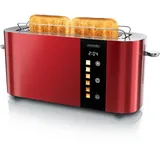 Arendo - Edelstahl Toaster 2 Scheiben Langschlitz - Touchscreen – Doppelwandgehäuse – Integrierter Brötchenaufsatz – 6 Bräunungsgrade – Brotzentrierung – Restzeitanzeige – Memoryfunktion - Rot